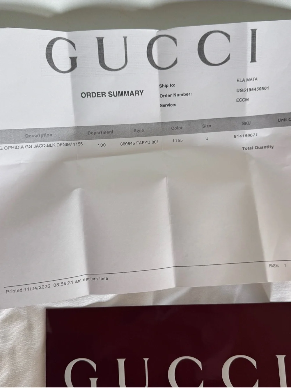 Gucci Black Denim Giglio Canvas Tote with Green-Red Stripe - Picture 10 of 11